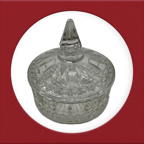 Vintage Indiana Glass Princess Diamond Pattern Clear Candy Dish with Lid MCM - Picture 3 of 16